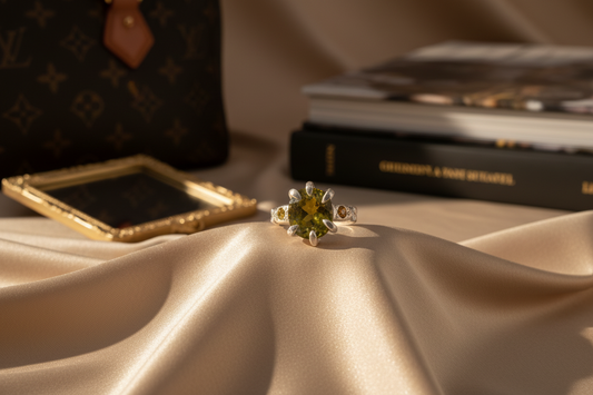 Handmade Sapphire Sphene Ring Size 6