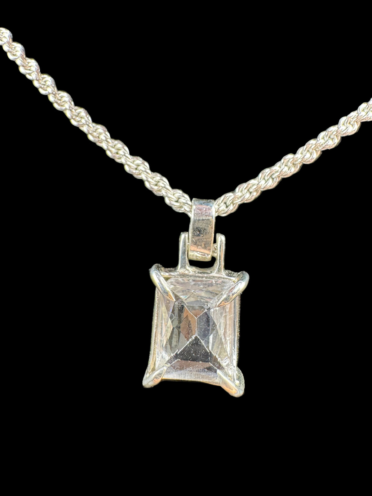 Handmade 925 Silver White Zircon Pendant