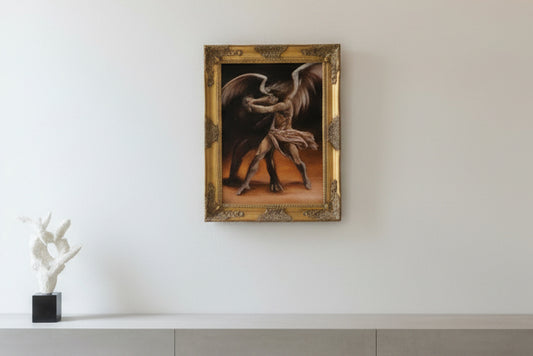 Angelic Light Against the Void — 14” x 16” Gold Framed Original Acrylic Painting