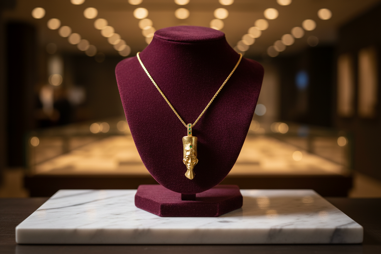 Gold-Plated Priest Pendant with Emerald & Garnet Accents – Symbol of Rebirth