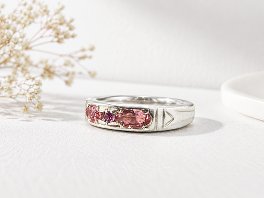 Pink Tourmaline Size 7 Ring in 950 Silver | Handmade Artisan Gemstone Ring | Orfinart