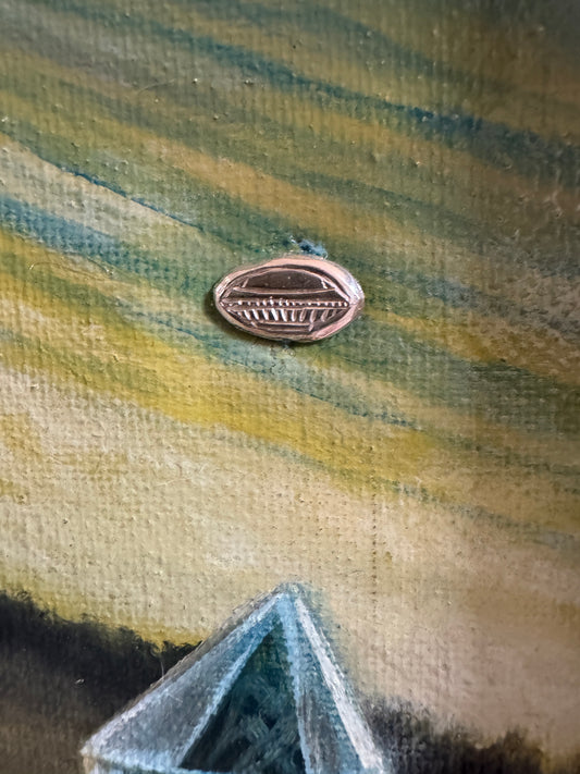 Original Mixed Media Oil Painting with Hand-Engraved 950 Silver UFO 11" × 17" | One-of-a-Kind | Original Artwork by Orfinart