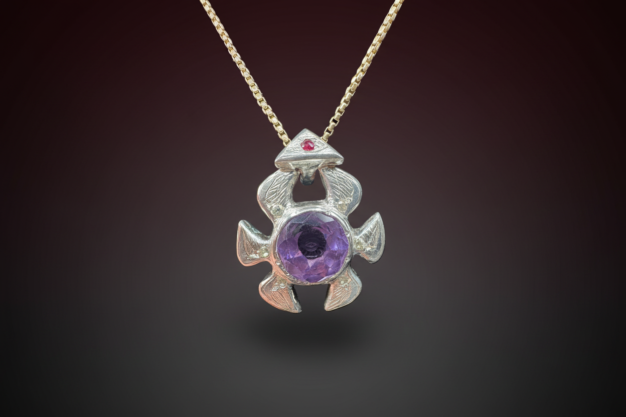 Biblically Accurate Angel — Amethyst, Ruby, White Sapphire & 925 Silver Pendant