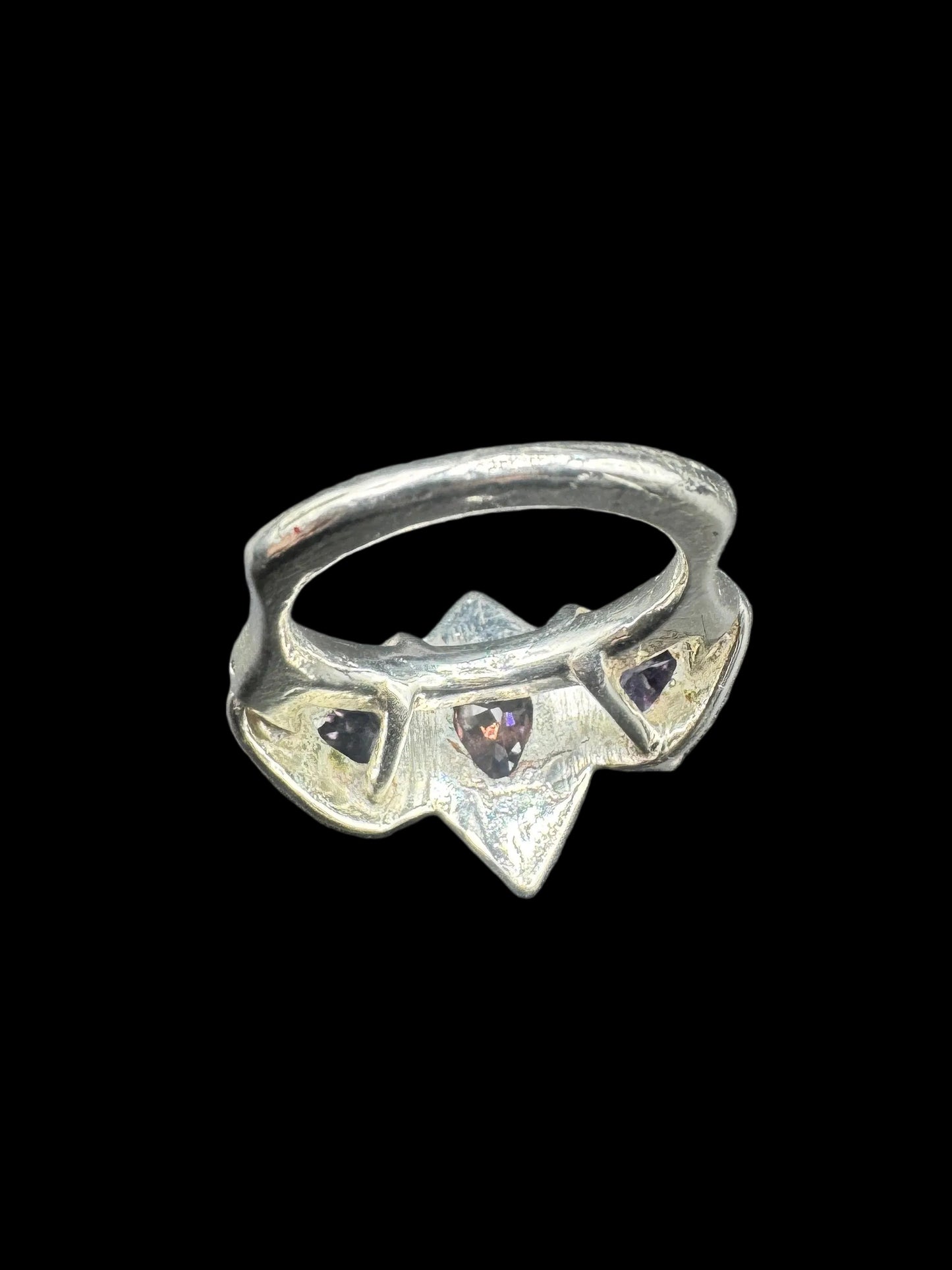 Gothic Princess Ring – 1.2CT Peach Zircon & Amethyst – Handmade 925 Silver Size 5