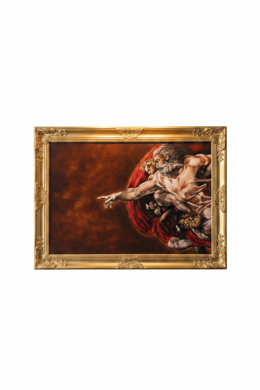 Reimagined The Creation of Adam | Gold Framed Original Acrylic Painting