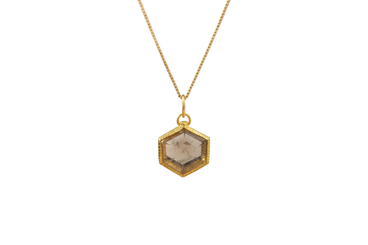 Gold-plated Smoky Quartz Compass