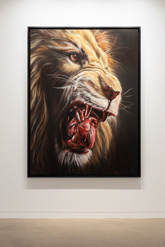 "The Roaring Heart" - 30inch x 40inch Original Wildlife Fine Art Oil Painting on Canvas