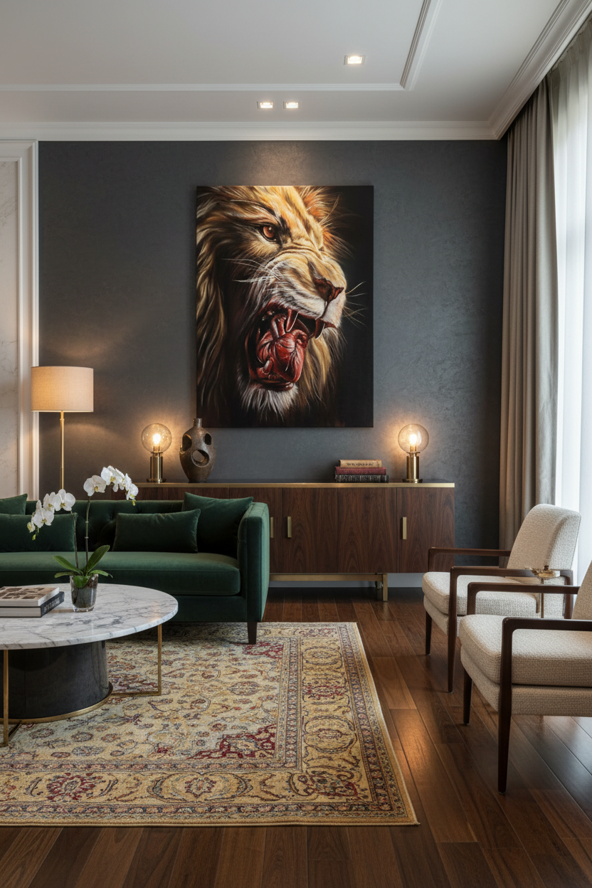 "The Roaring Heart" - 30inch x 40inch Original Wildlife Fine Art Oil Painting on Canvas