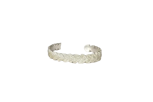 Handmade Silver Leaf Cuff Bracelet
