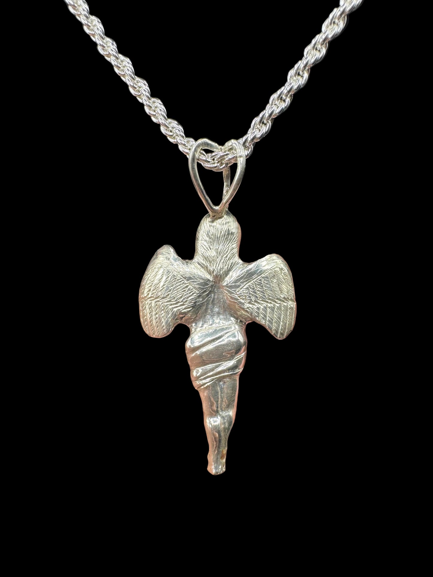 Nomadic Angel — Ruby & Hand-Carved 925 Silver Pendant