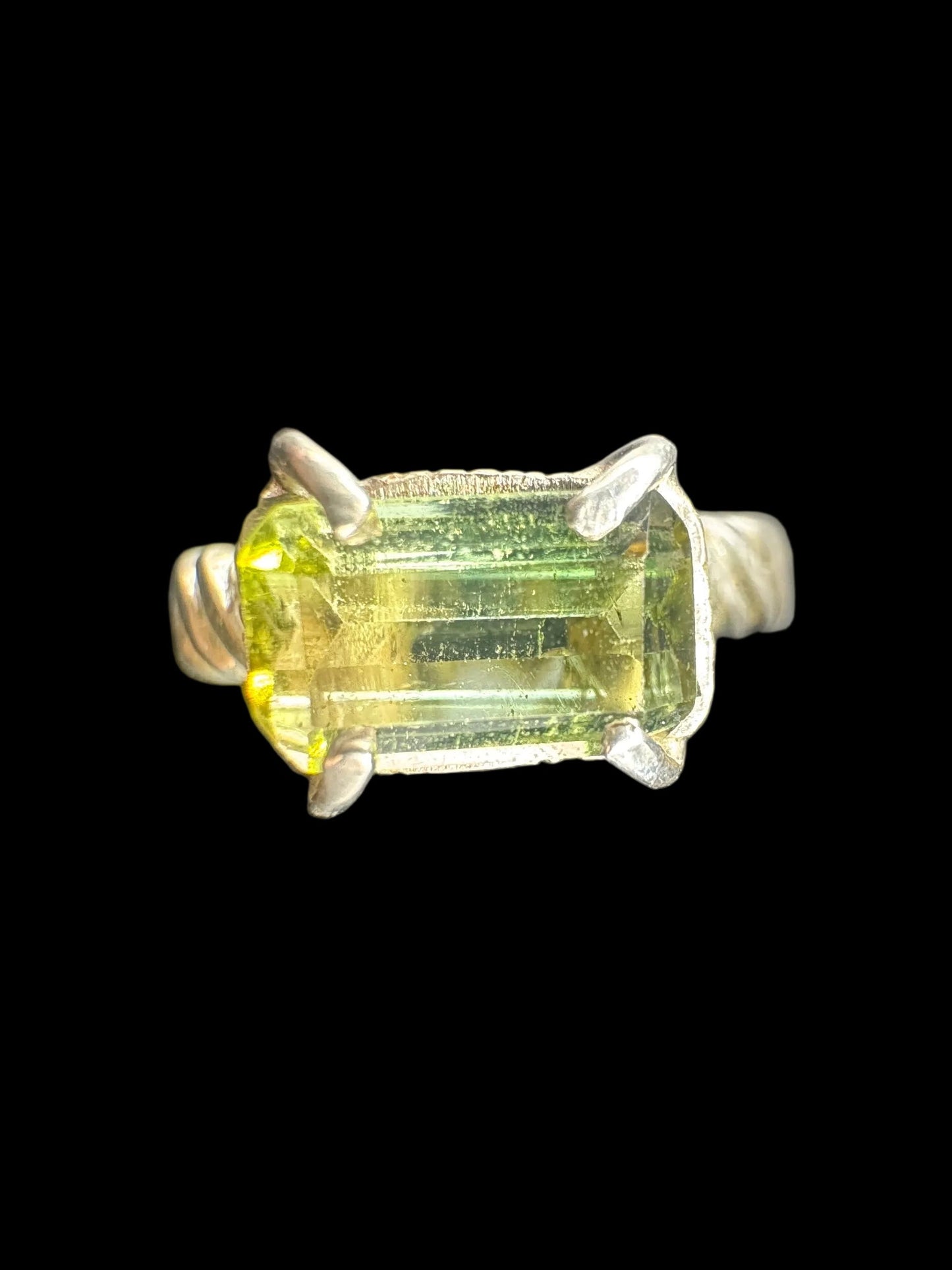 Handmade Bi-color Tourmaline 925 Silver Ring Size 5.5