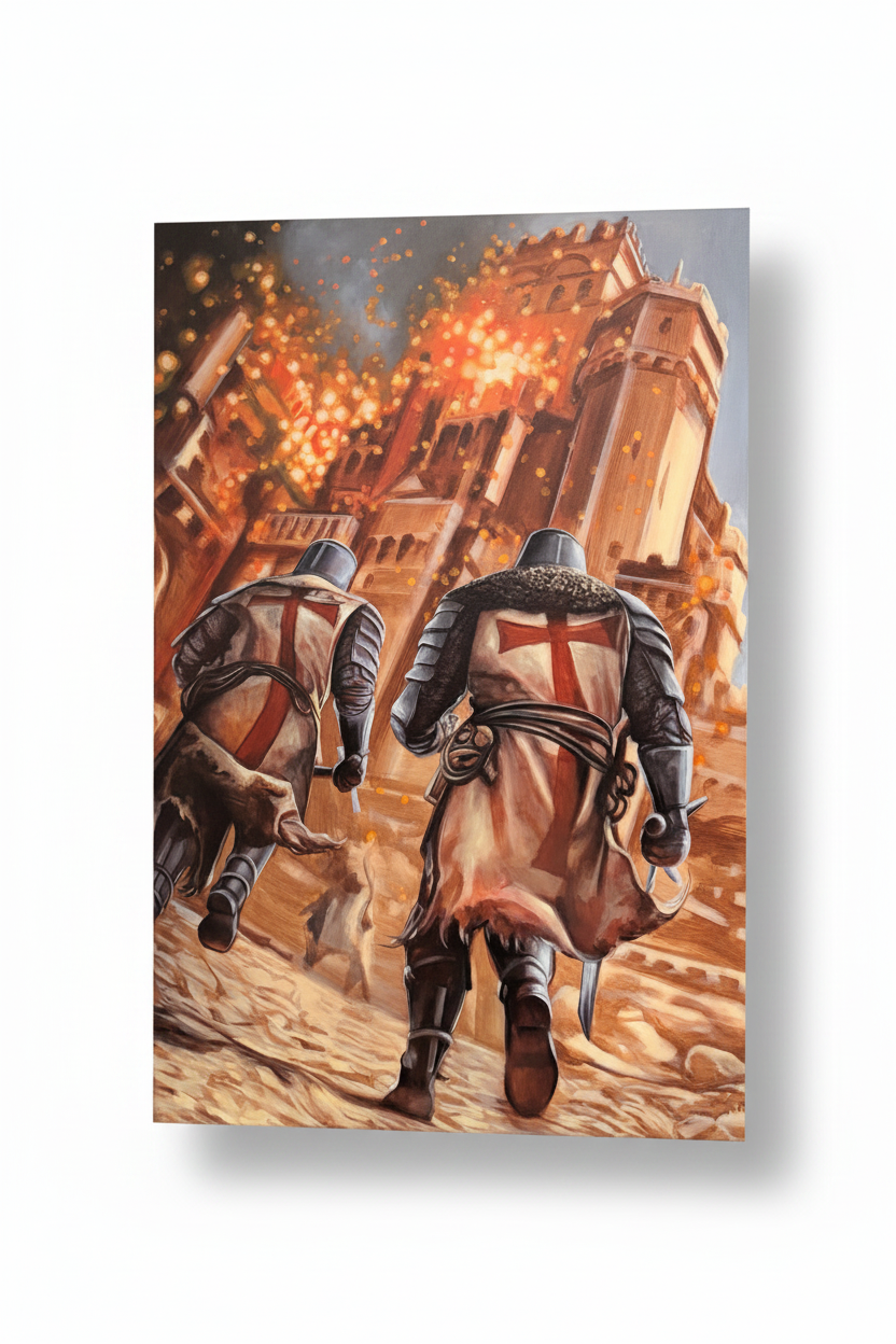 Ashes of the Crusade | 2ft x 3ft Original Knights Templar Acrylic Painting by Orfinart