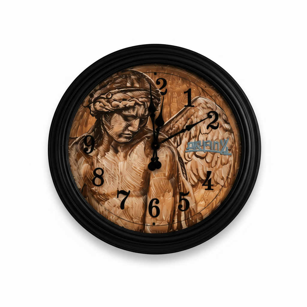 Angelic Guardian | Hand-Painted Original Art Wall Clock