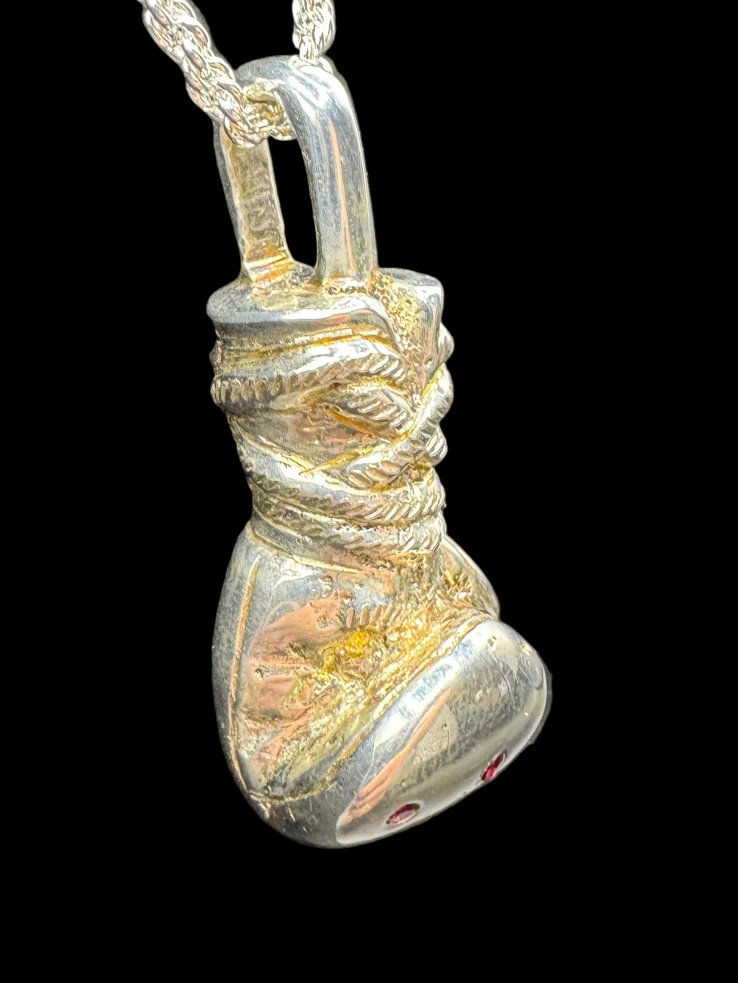 Handmade 925 Ruby Boxing Glove Pendant
