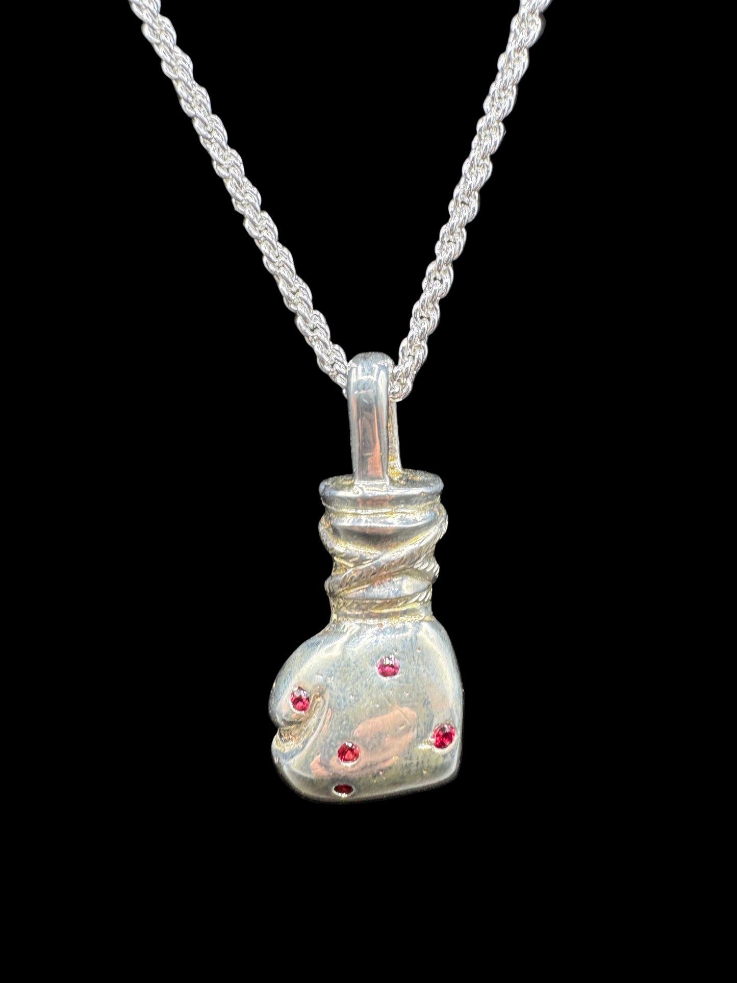 Handmade 925 Ruby Boxing Glove Pendant