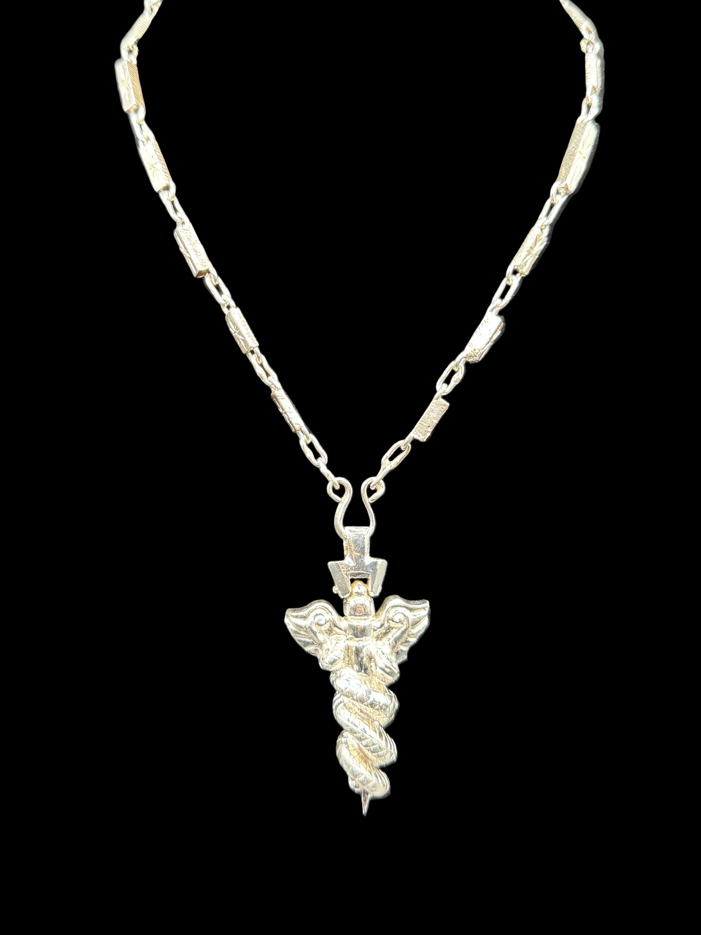 Rod of Asclepius with Handmade 925 Silver chain