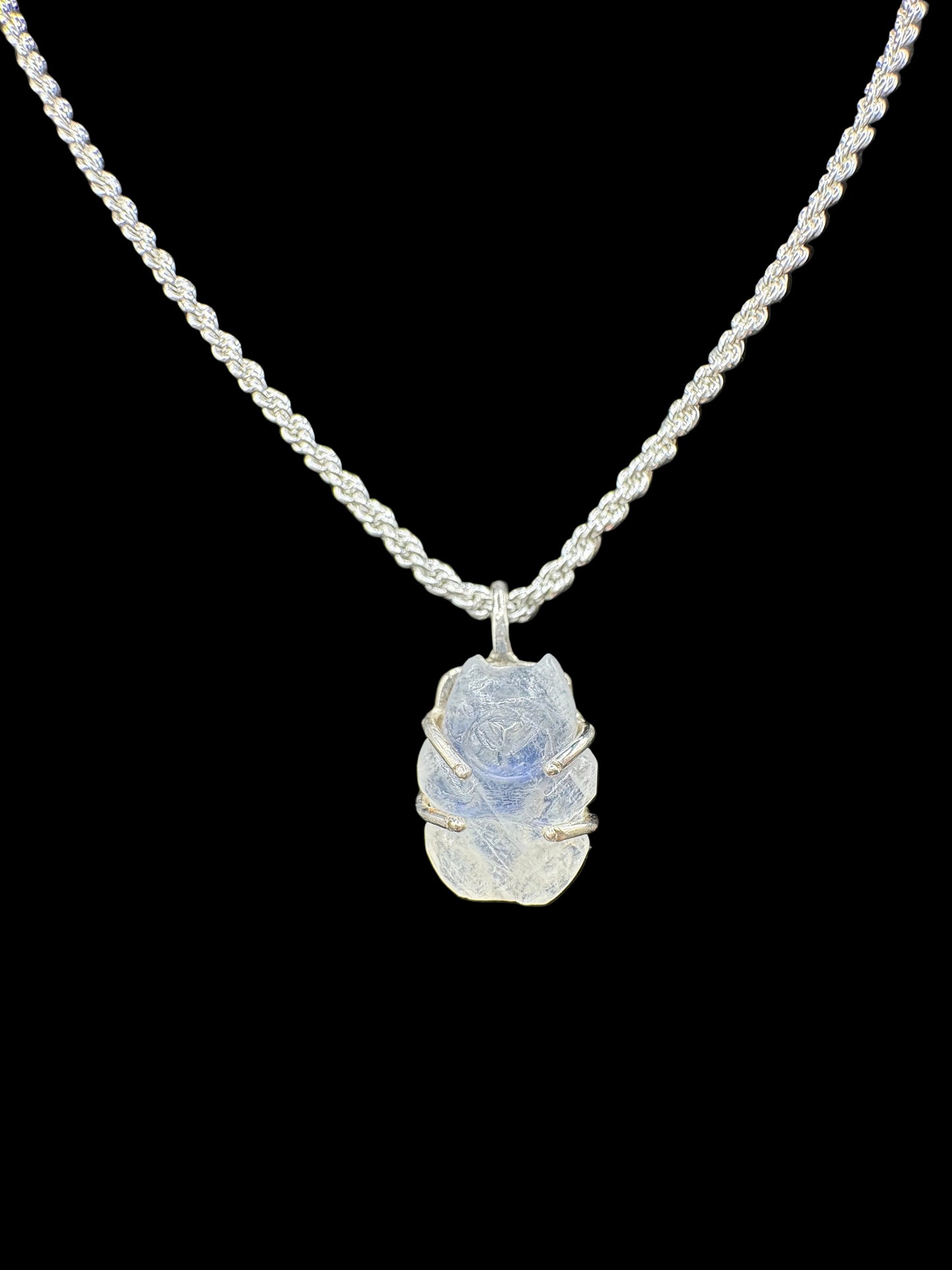 Hand Carved Moonstone Bear Pendant
