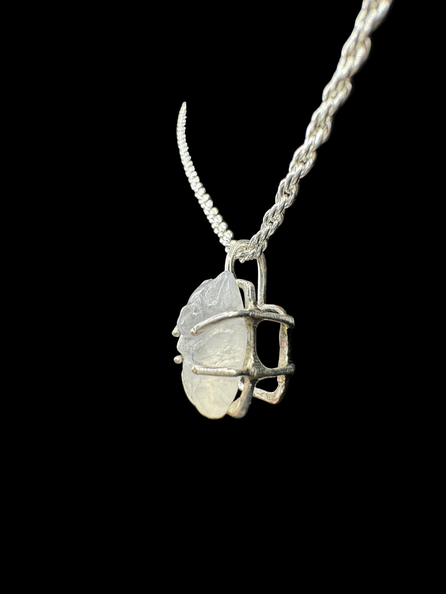 Hand Carved Moonstone Bear Pendant