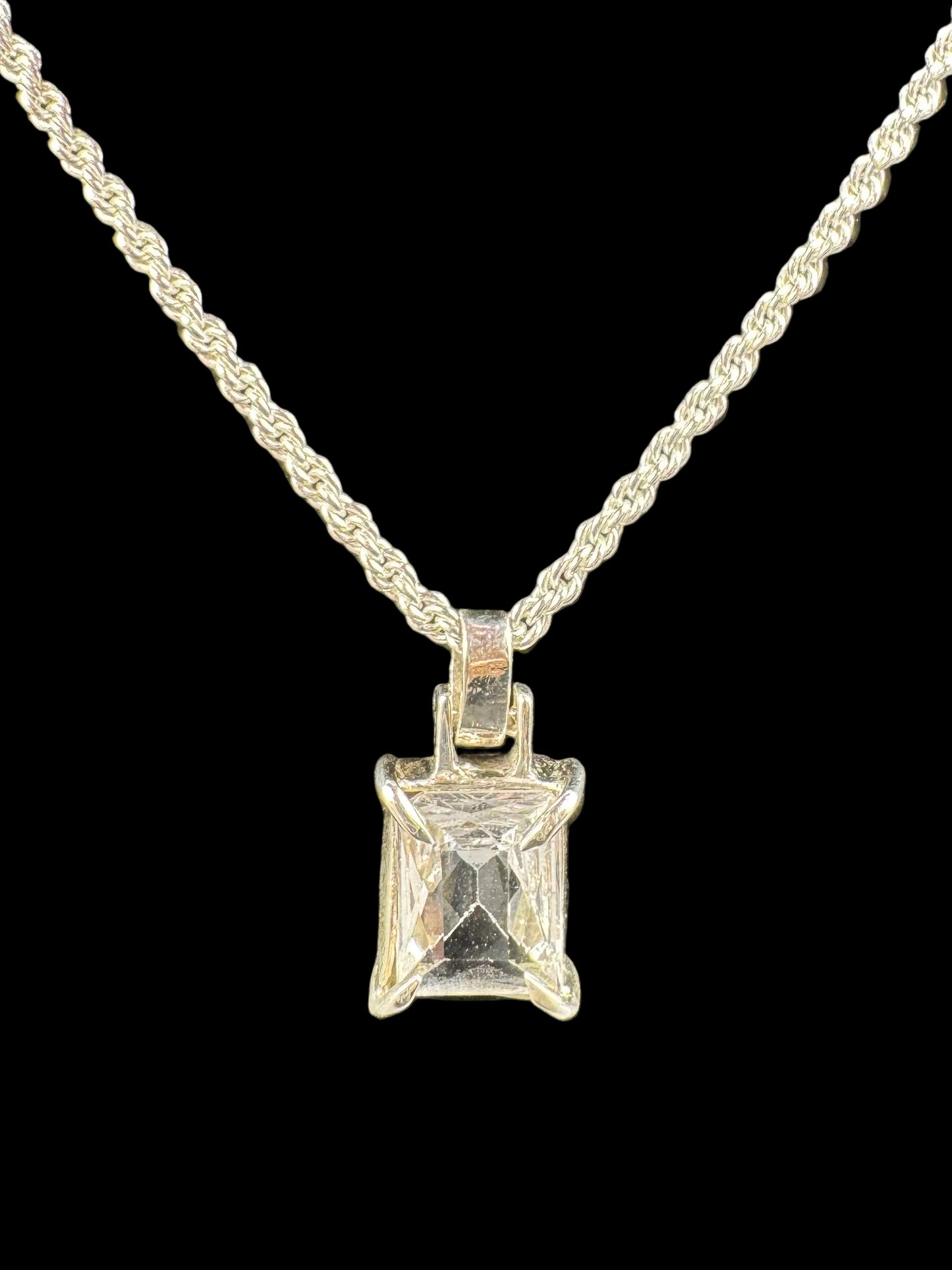 Handmade 925 Silver White Zircon Pendant