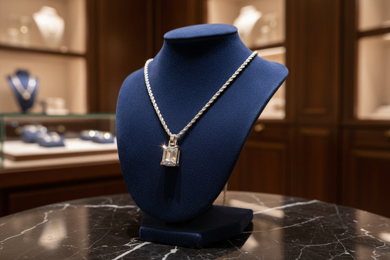 Handmade 925 Silver White Zircon Pendant