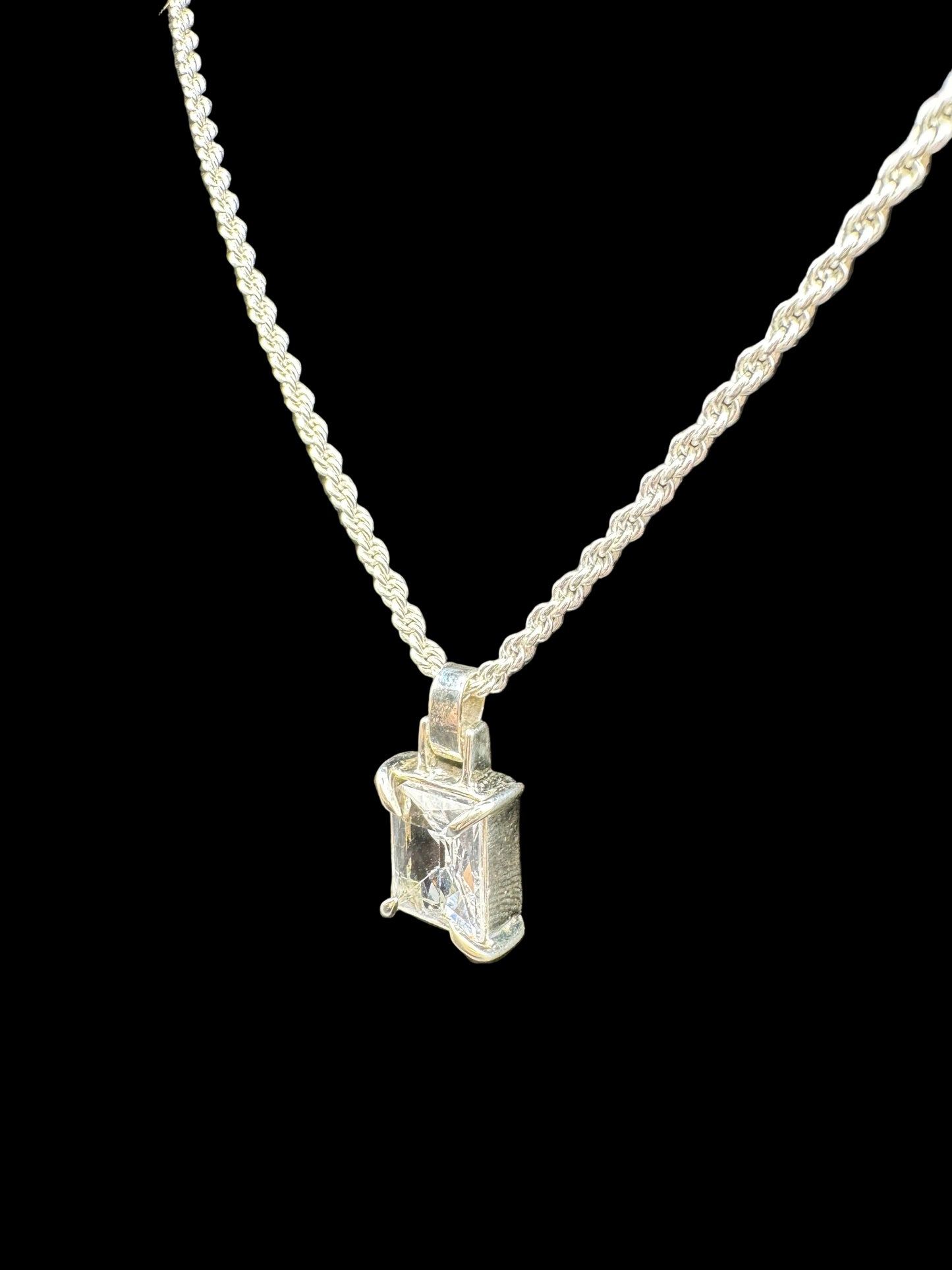 Handmade 925 Silver White Zircon Pendant
