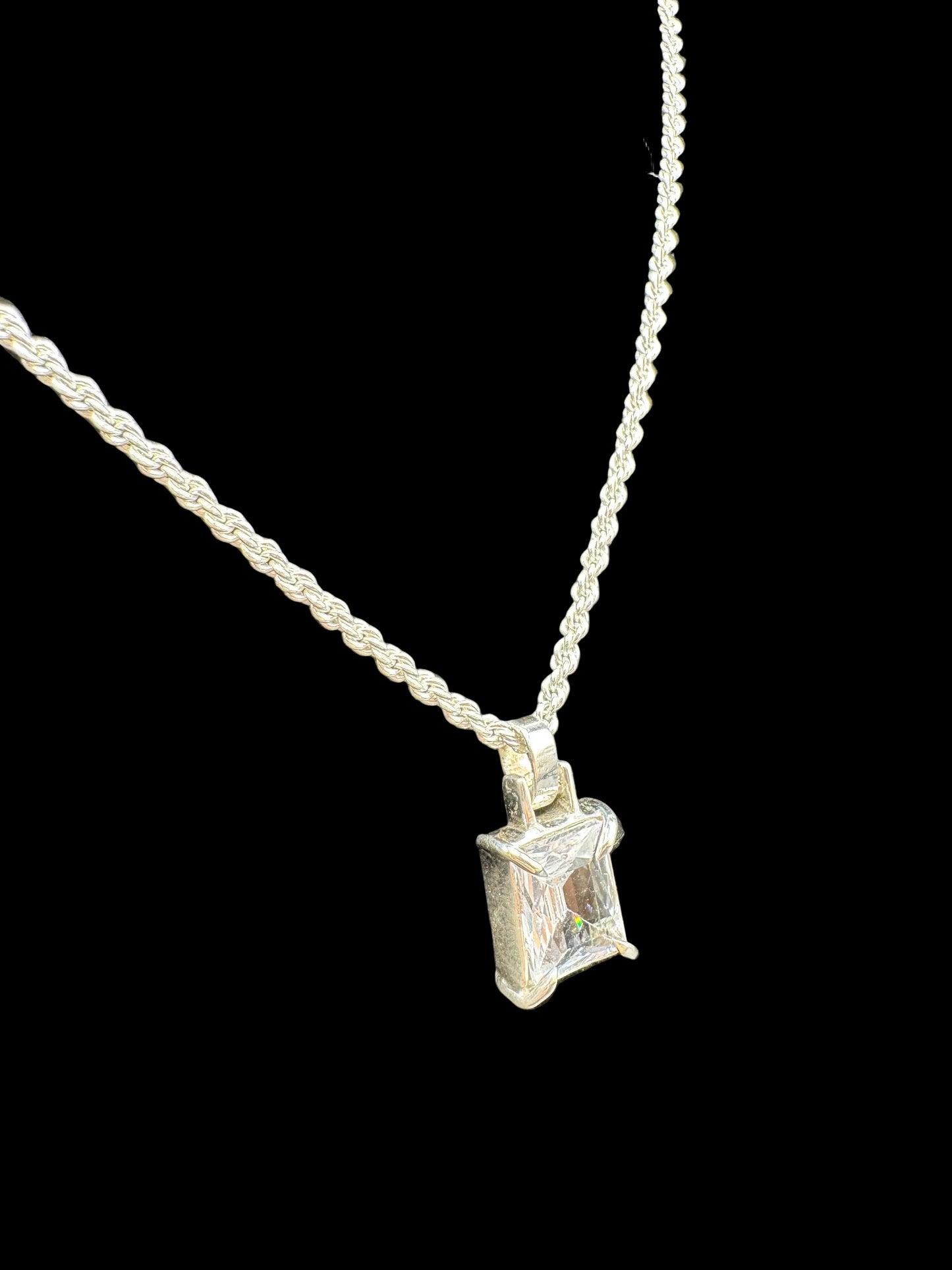 Handmade 925 Silver White Zircon Pendant
