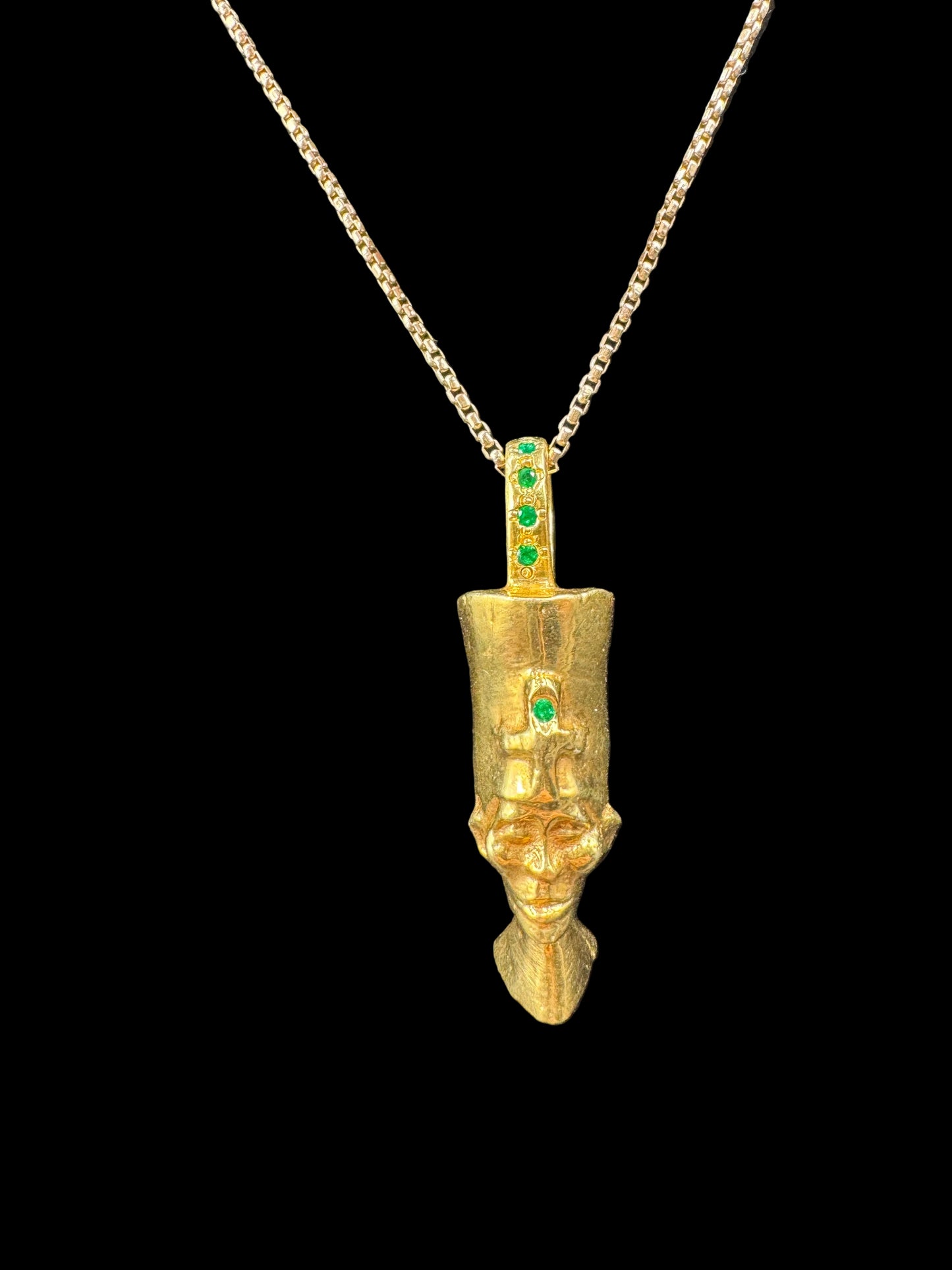 Gold-Plated Priest Pendant with Emerald & Garnet Accents – Symbol of Rebirth