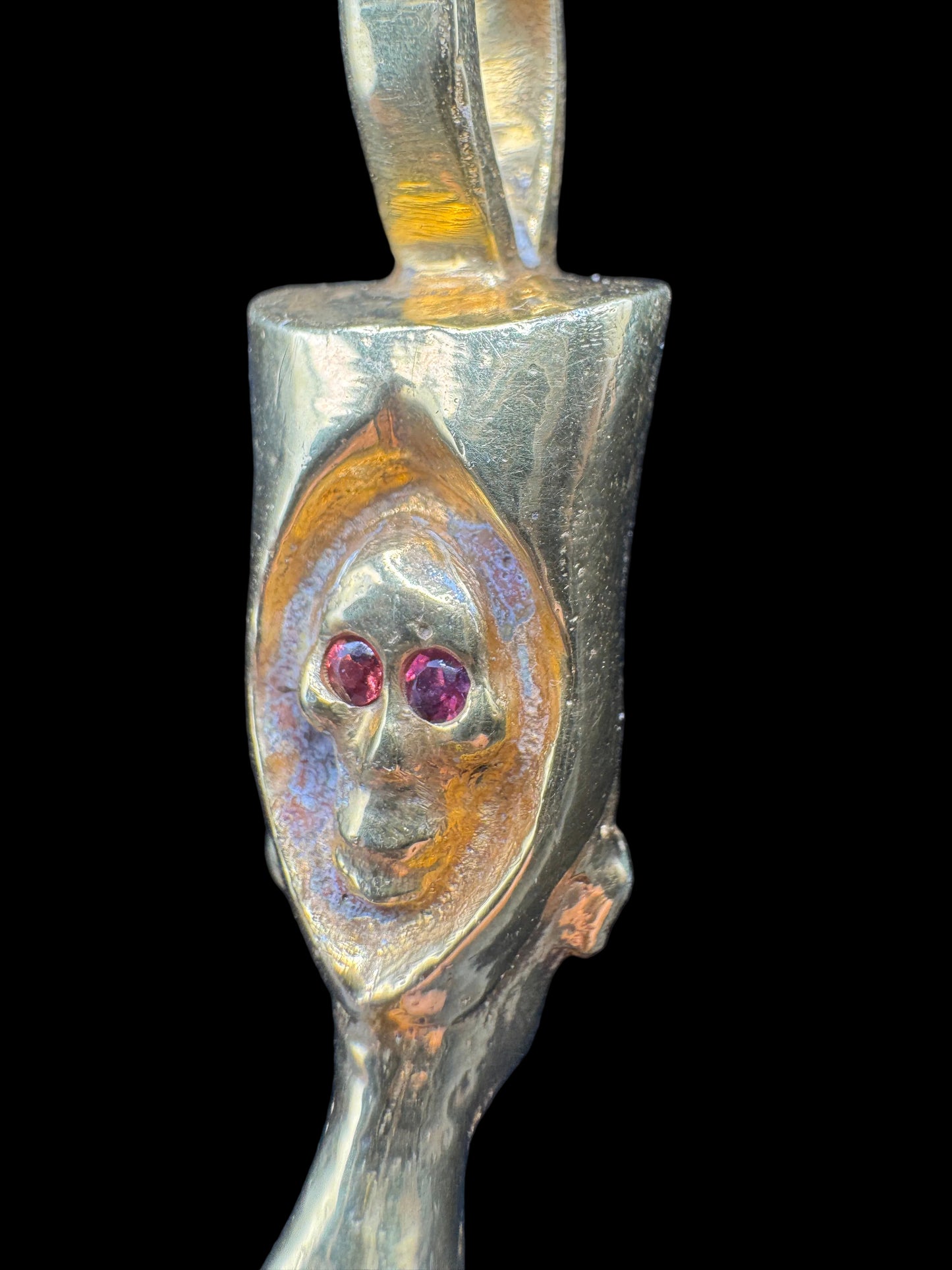 Gold-Plated Priest Pendant with Emerald & Garnet Accents – Symbol of Rebirth