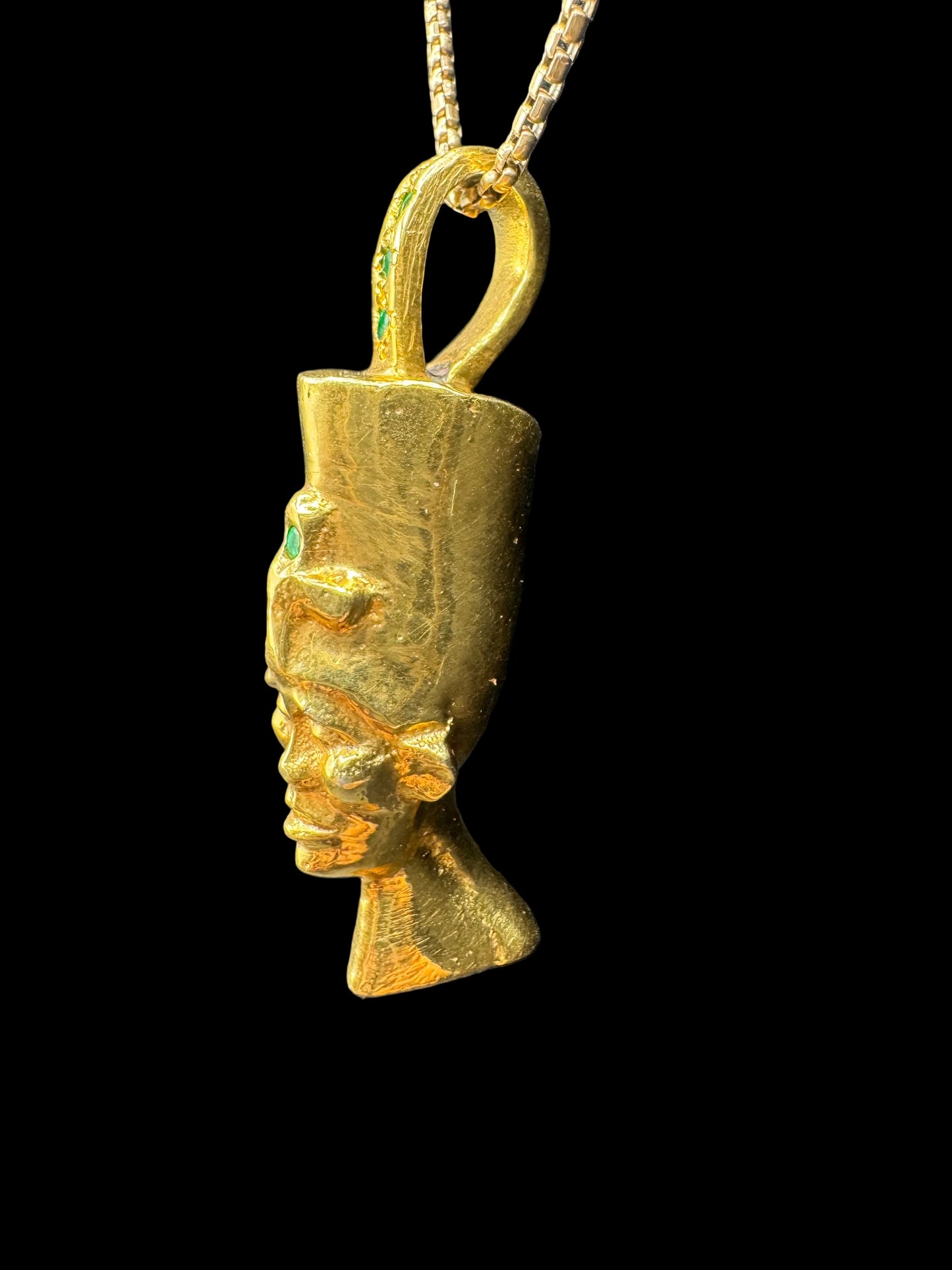 Gold-Plated Priest Pendant with Emerald & Garnet Accents – Symbol of Rebirth