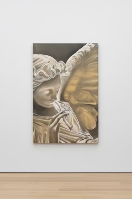 Original Angel Smoking Oil Painting — 24inch x 36inch Contemporary Surreal Fine Art