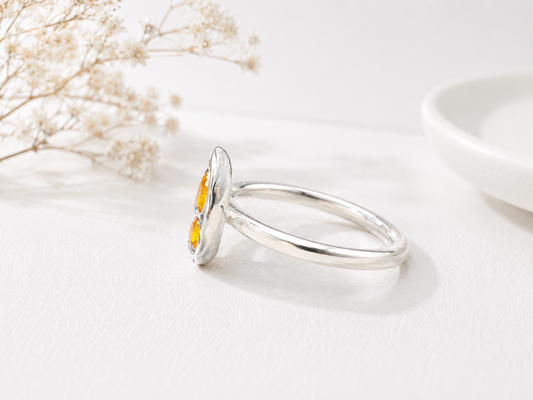 Handmade Yellow Sapphire Size 10 Ring in 950 Silver | Organic Artisan Ring | Orfinart