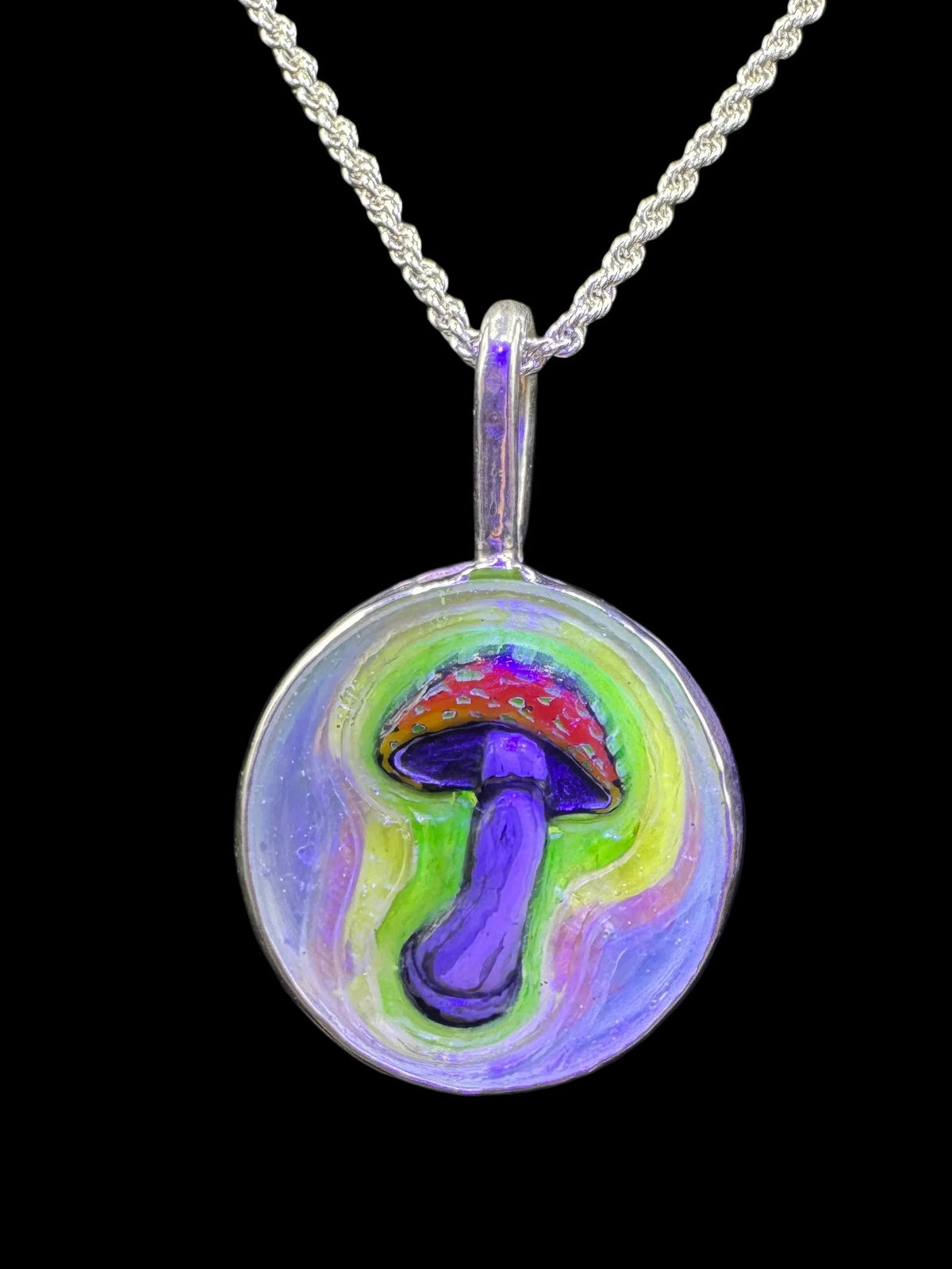 UV Reactive Mushroom Millie: 2 Sided (Engraved & Carved)