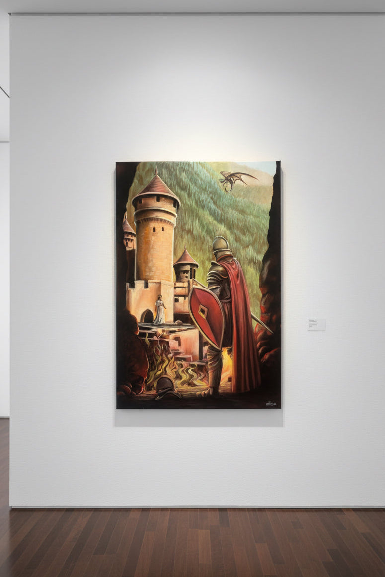 The Last Stand – 30inch x 40inch Original Dragon and Knight Fantasy Oil Painting