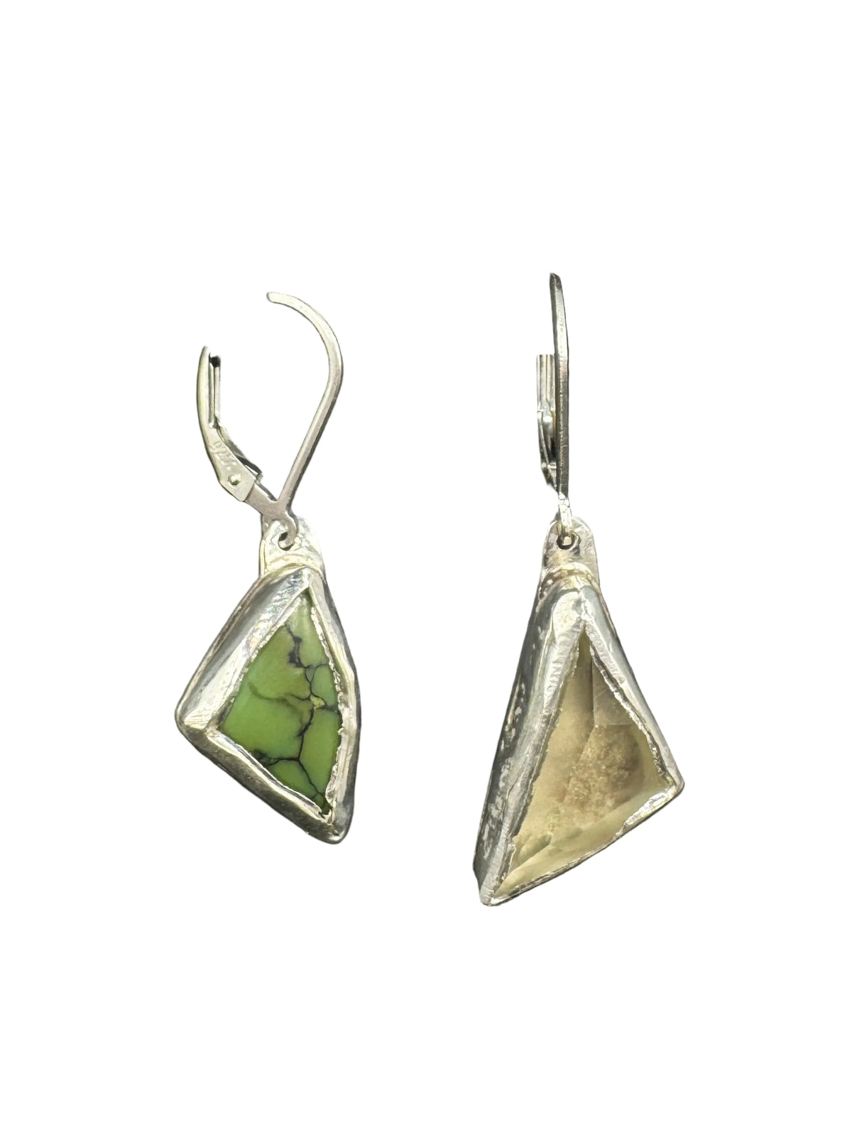 Mismatched Turquoise & Smoky Quartz Earrings in .925 Sterling Silver