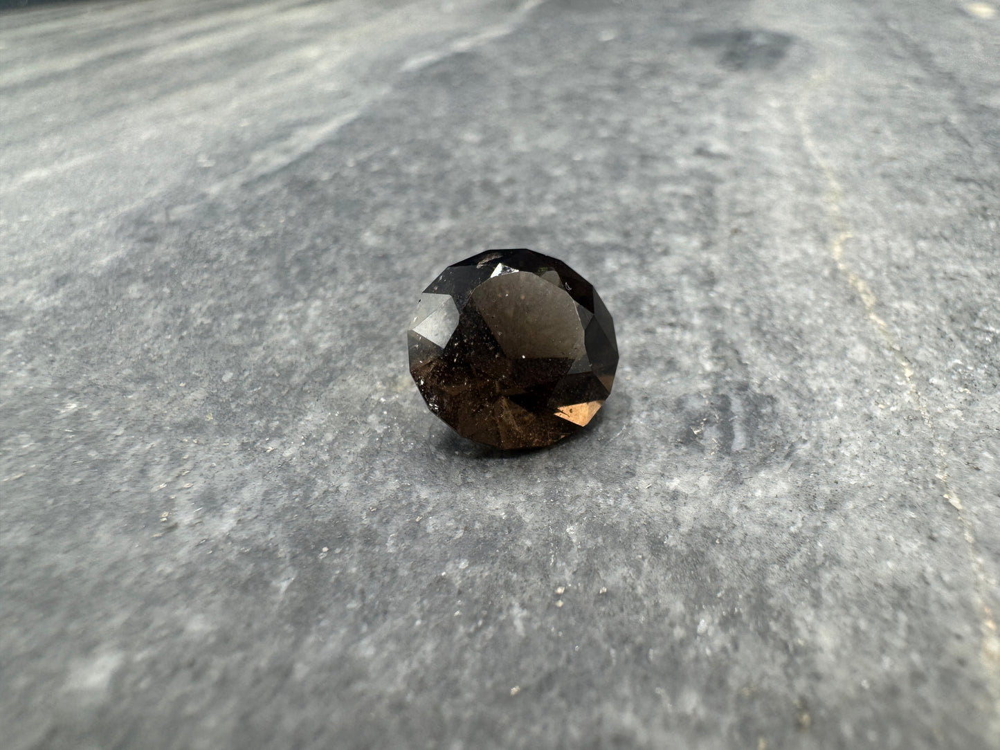 Smoky Quartz Round Brilliant cut- Hallelujah Junction - 6.35 carats