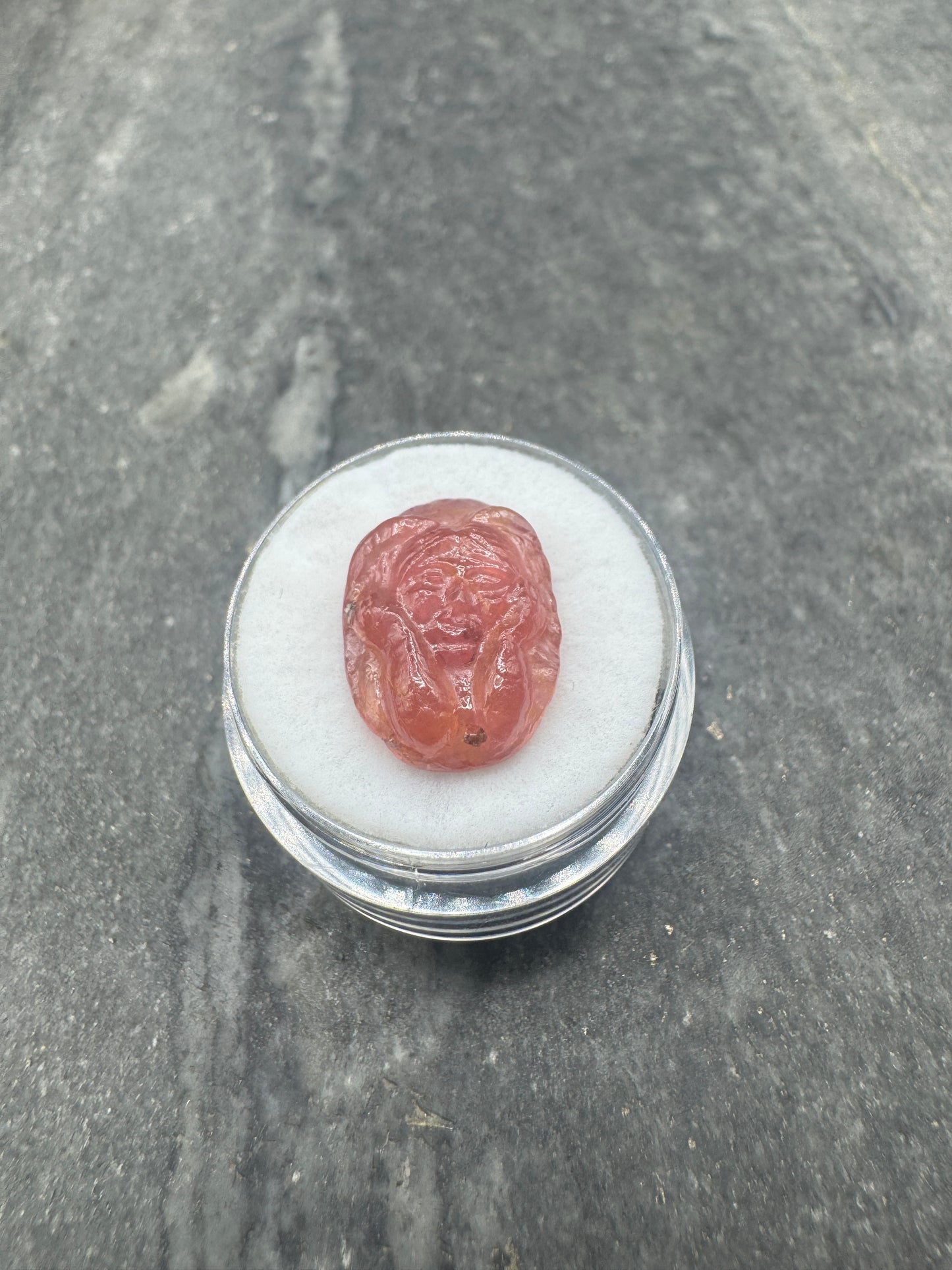 Natural Pink Sapphire - 10.45 carats Angel Carving (UV Reactive)