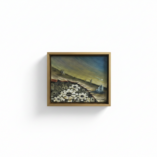 UFO | Original Mixed Media Oil Painting with Hand-Engraved 950 Silver