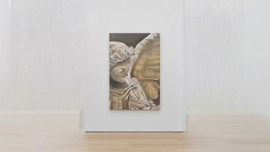 Original Angel Smoking Oil Painting — 24inch x 36inch Contemporary Surreal Fine Art